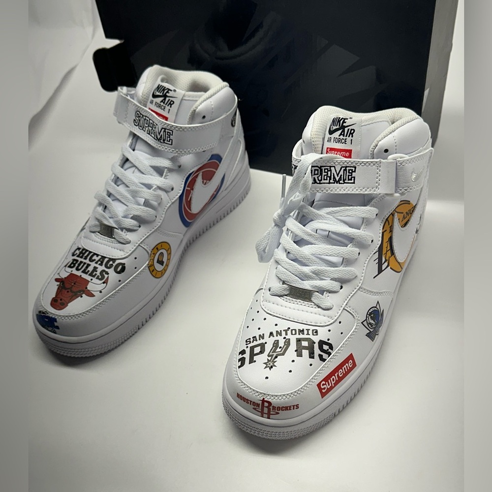 Nike SUPREME Air Force 1 Mid NBA Teams Logo Design BRAND NEW Sneakers size 9 - Picture 5 of 7